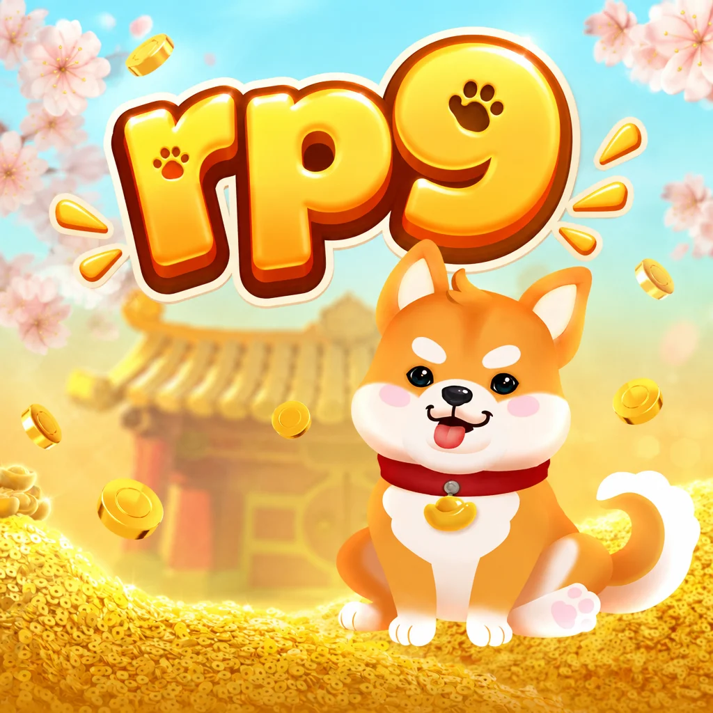 rp9 maskot anjing lucu di atas timbunan koin emas dalam game Win Win Won